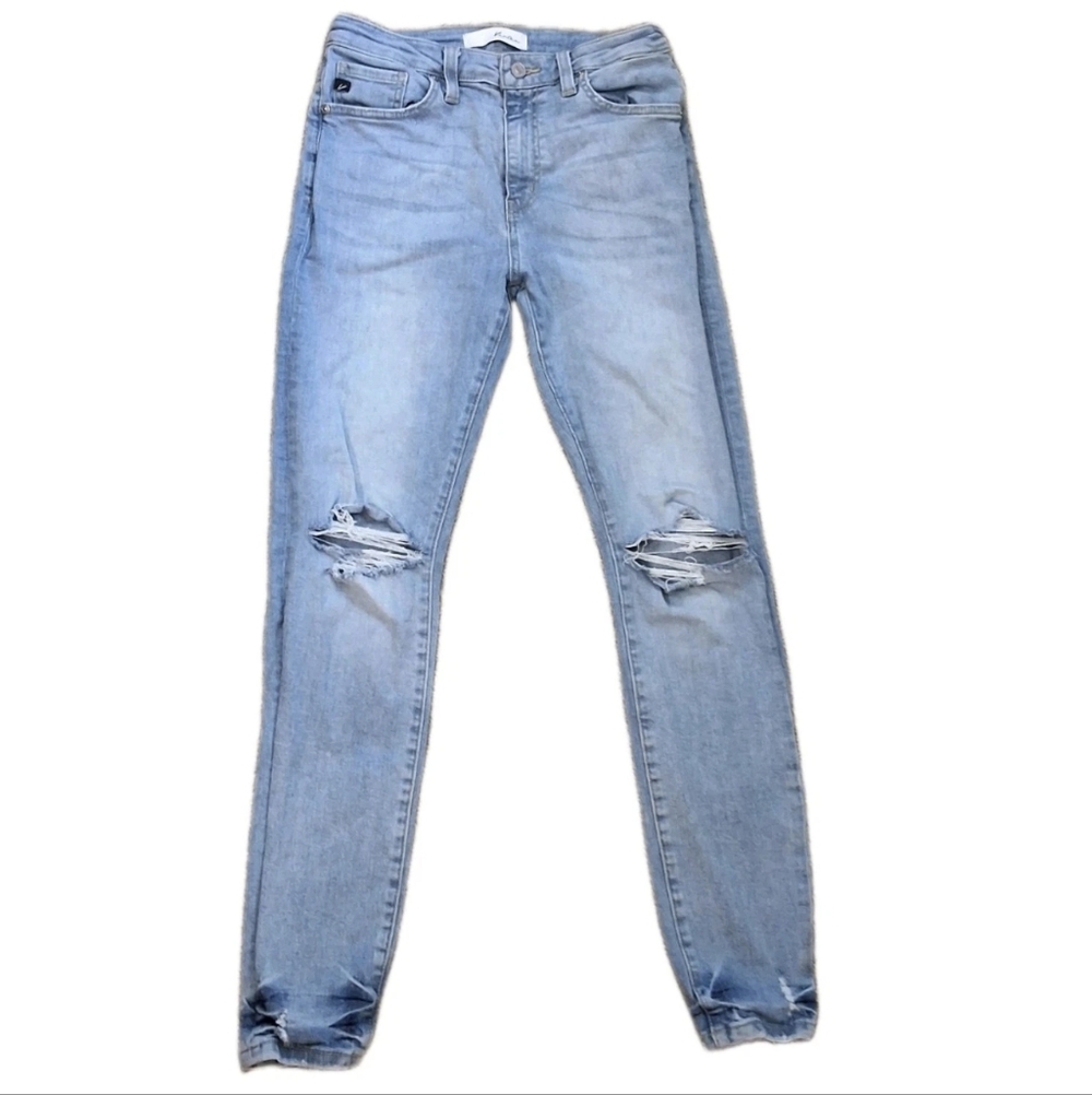 Kancan Women Estilo Light Wash Distressed Skinny Jeans 7/27 #KQ0001MSK Punk Rock